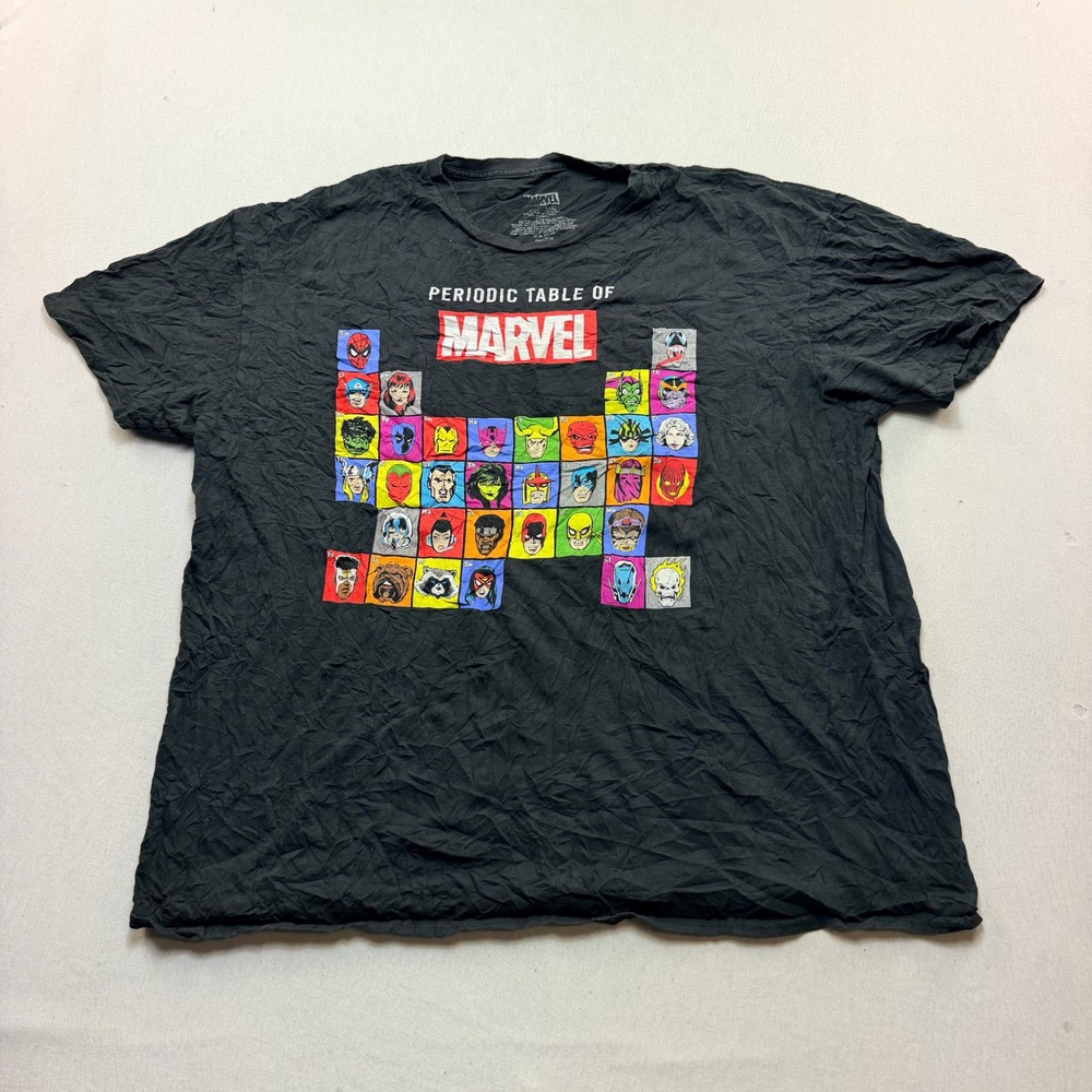 Marvel Periodic Table T-Shirt Mens 2XL Black Excellent Graphic Tee Short Sleeve